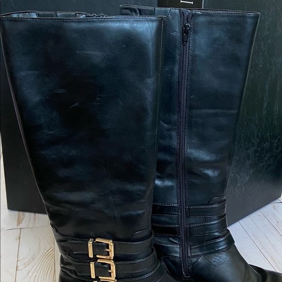 INC Black Wide Calf Leather Riding Boot - Picture 6 of 15